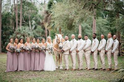 Wisteria Bridesmaids Dresses | Wisteria, lavender and khaki wedding | Ranch Wedding | Wedding Photos with horses